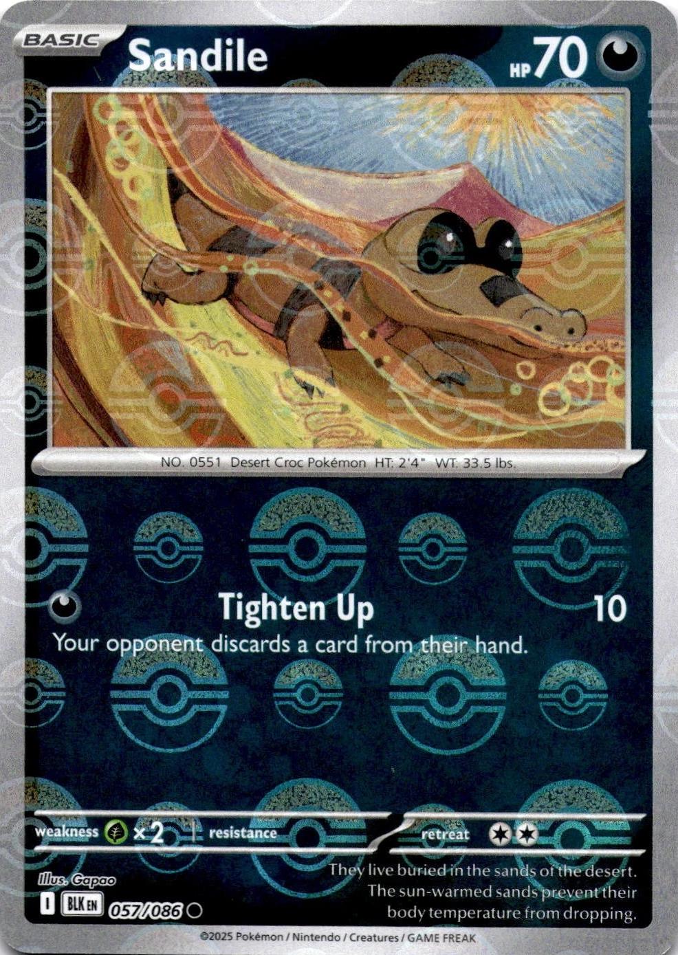 Sandile (Poke Ball Pattern) - SV: Black Bolt (BLK)
