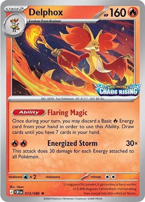 Delphox - 013/086 (Chaos Rising Stamped) - Miscellaneous Cards & Products (MCAP)